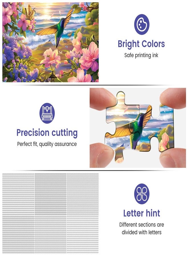 WSCXSC 300 Pieces Puzzles for Adult Jigsaw Puzzle 300 Piece Children Elderly Puzzle Hummingbird Beach Flower Puzzle Gift for Mom Dad Family Friend Family Activity Games Home Decor Wall Art 20.5x15IN - Image 4